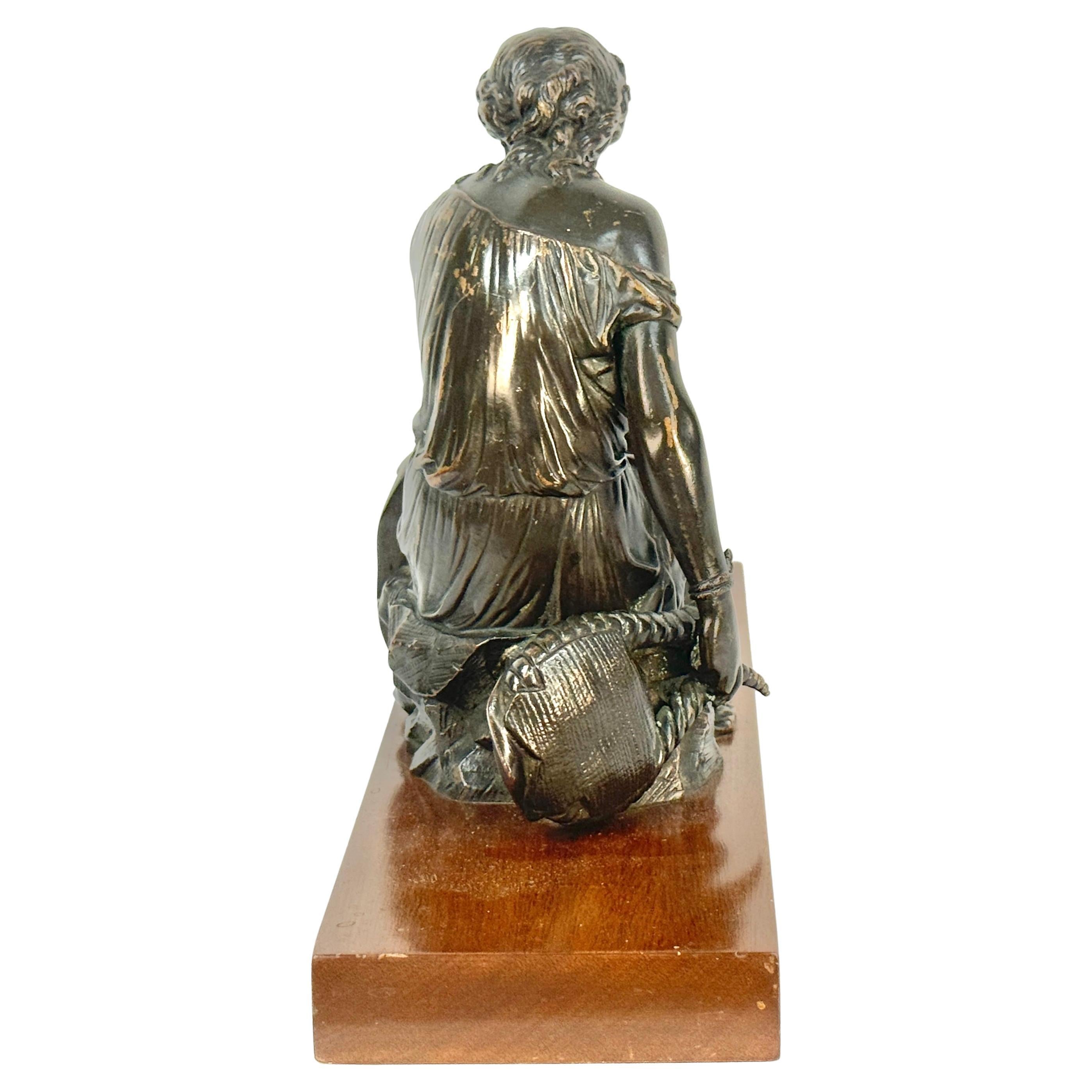 Stile provenzale Scultura in bronzo francese del XIX secolo: donna con lira in vendita