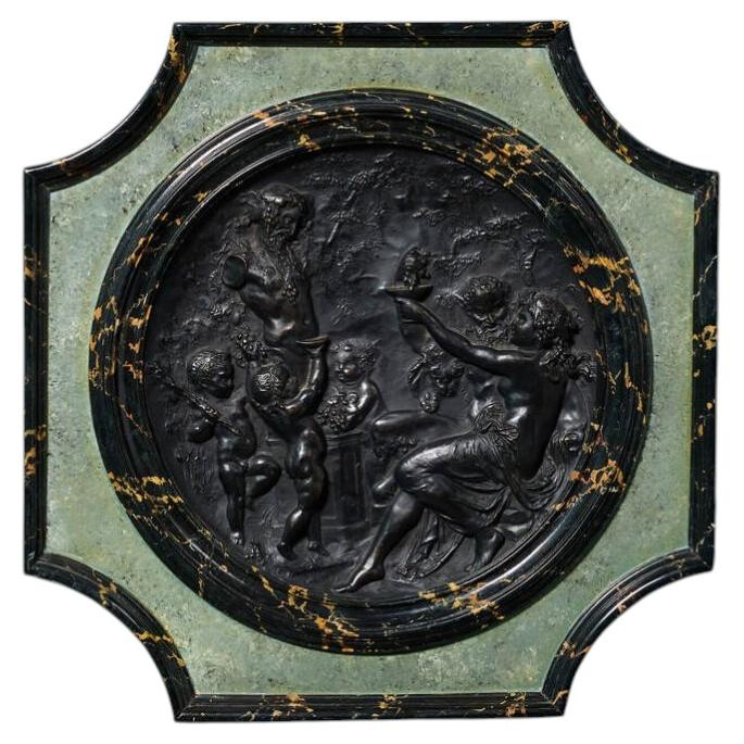 19th Century French Bronzed Copper & Simulated Marble Wall Plaque