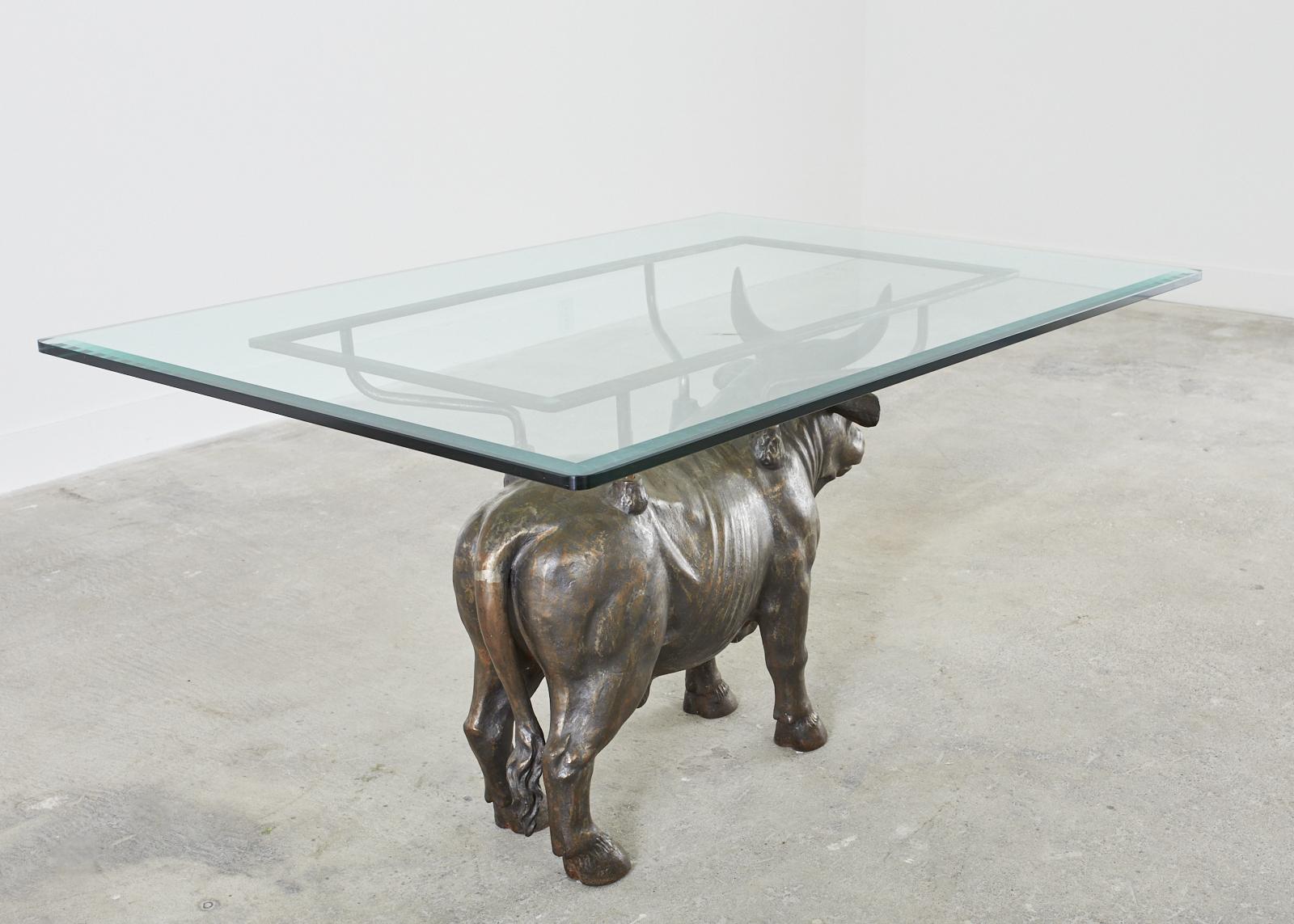 19th Century French Bronzed Iron Bull Dining Table For Sale 5