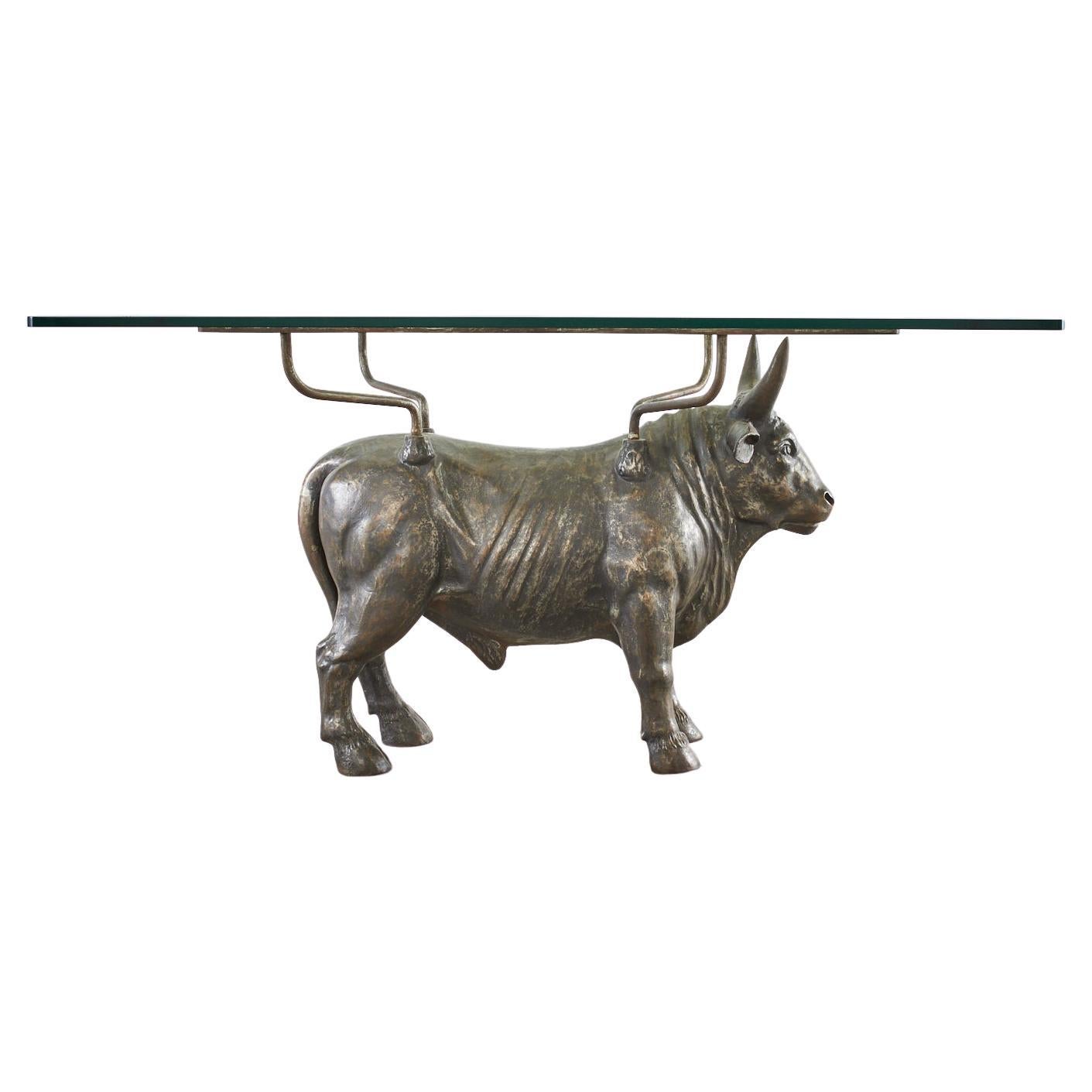 19th Century French Bronzed Iron Bull Dining Table For Sale