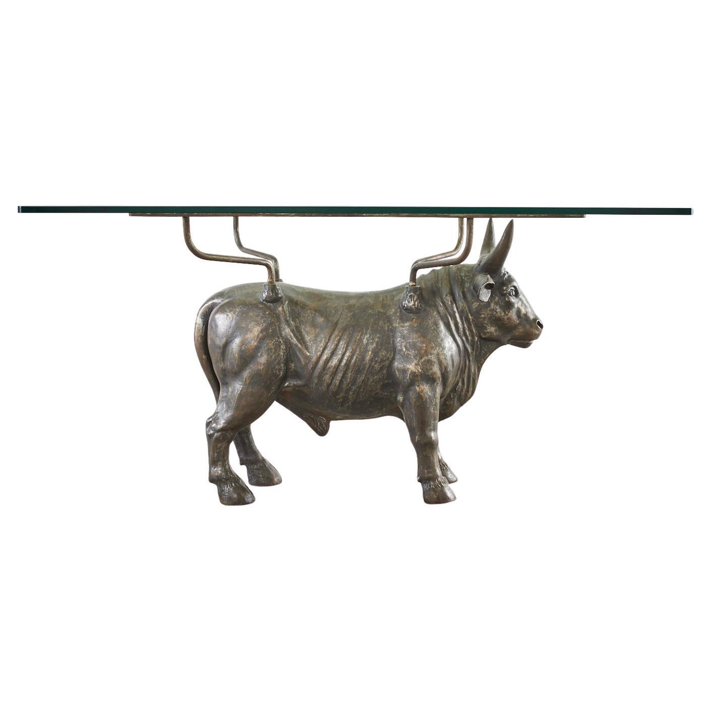 19th Century French Bronzed Iron Bull Dining Table