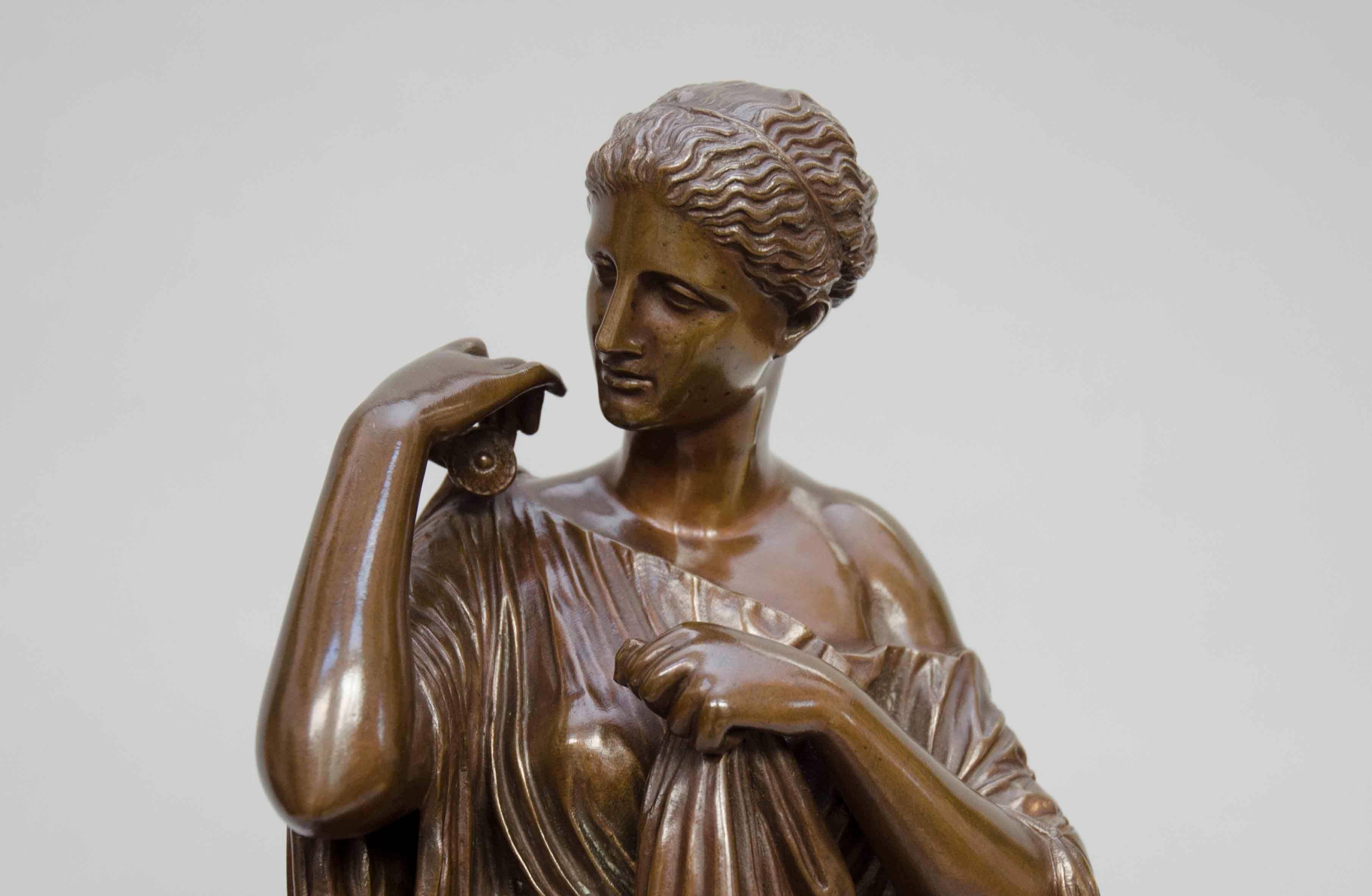 Classical Roman 19th Century French Brown Bronze Diana of Gabii, Barbedienne Founder Paris
