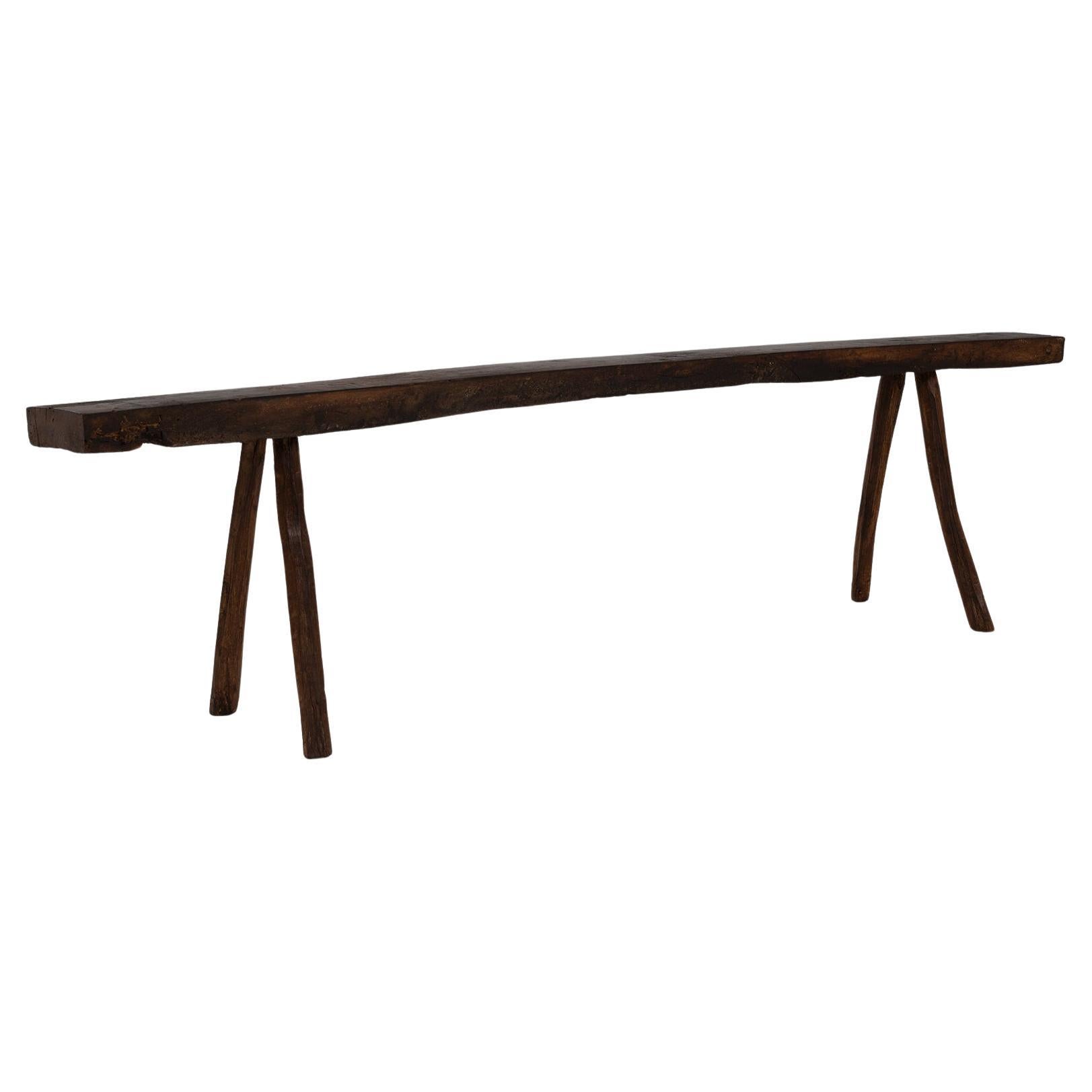 Banc en bois brutaliste français du 19e siècle