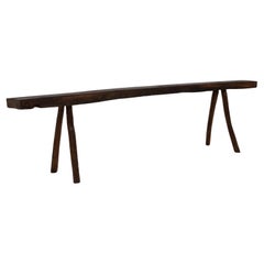 Banc en bois brutaliste français du 19e siècle