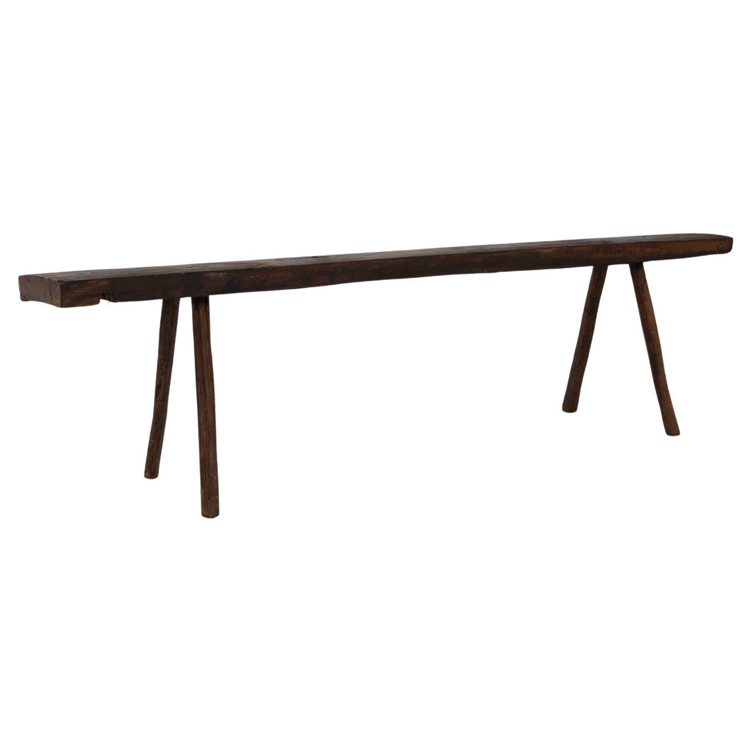 Banc en bois brutaliste français du 19e siècle en vente