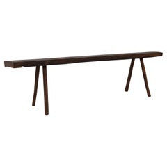 Banc en bois brutaliste français du 19e siècle