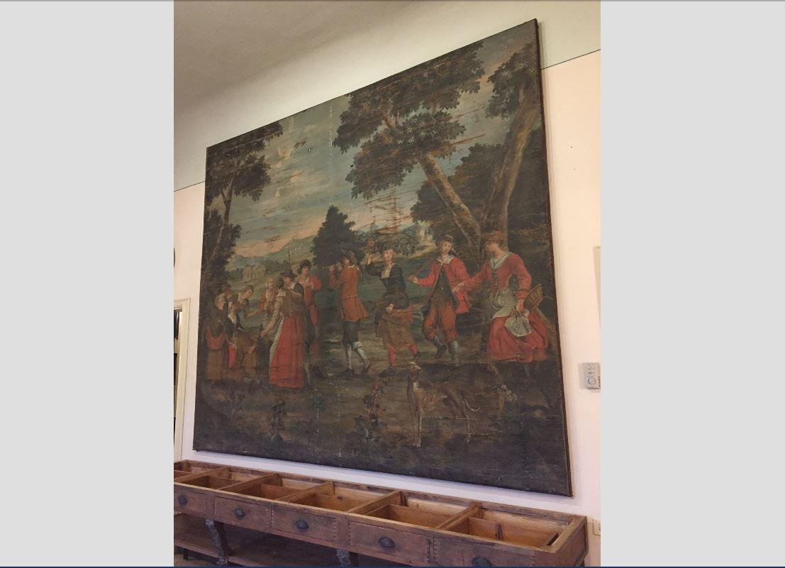 Neoclassical 19th Century French Bucolic Tapestry on Framework For Sale