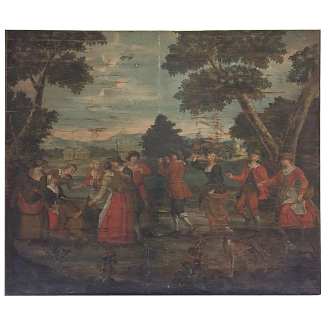 19th Century French Bucolic Tapestry on Framework For Sale