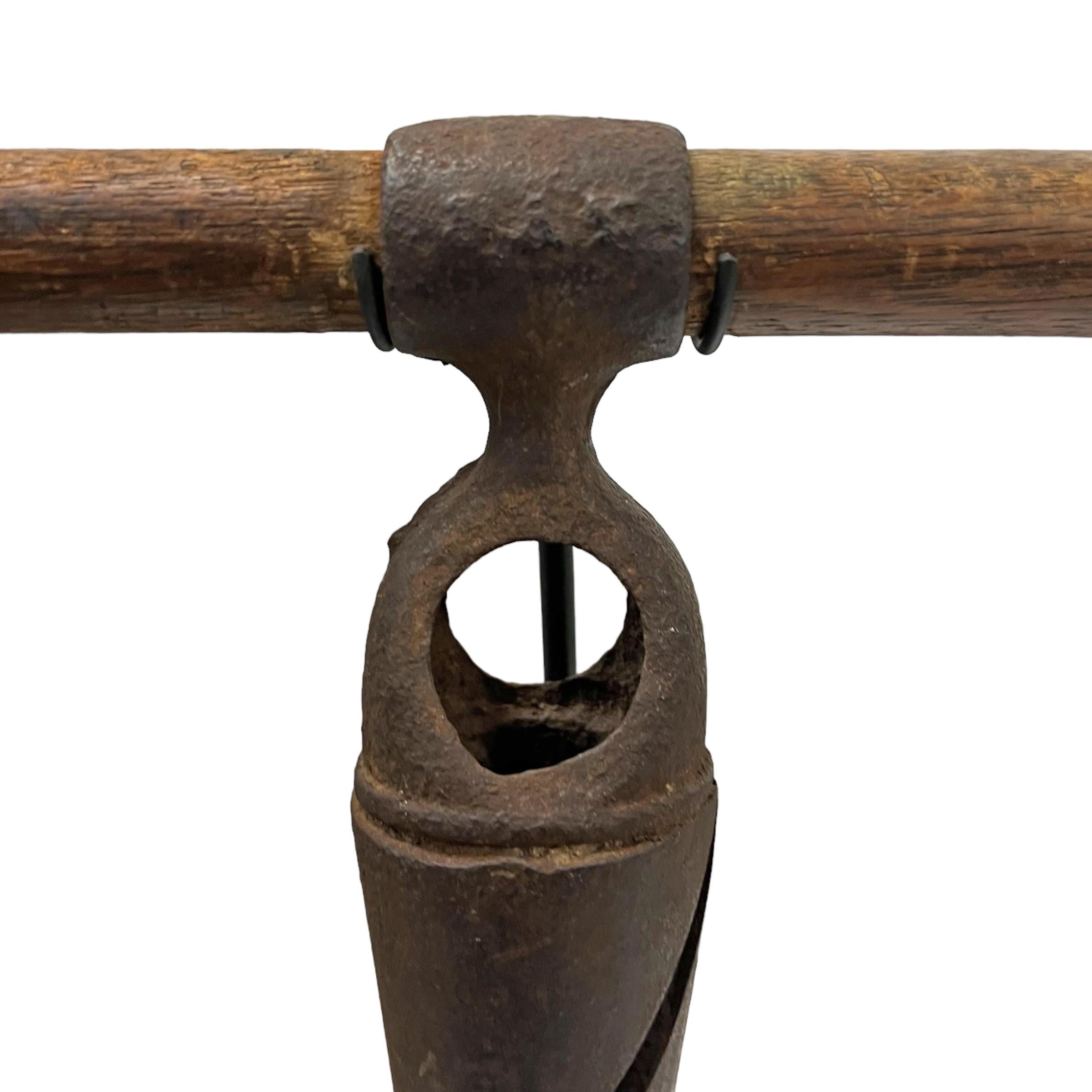 Iron 19th Century French Bung Borer on Custom Mount