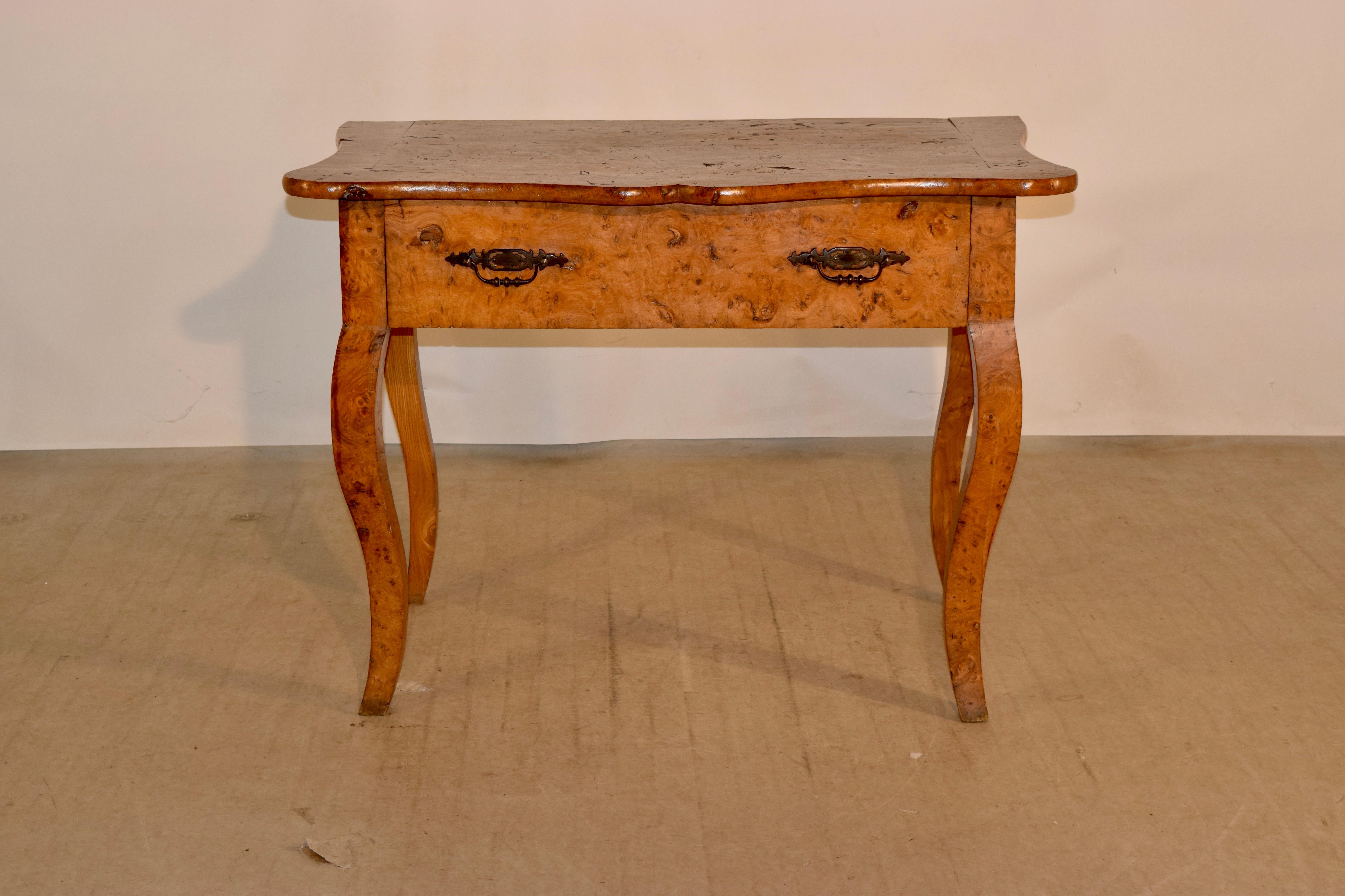 Country 19th Century French Burl Elm Console Table