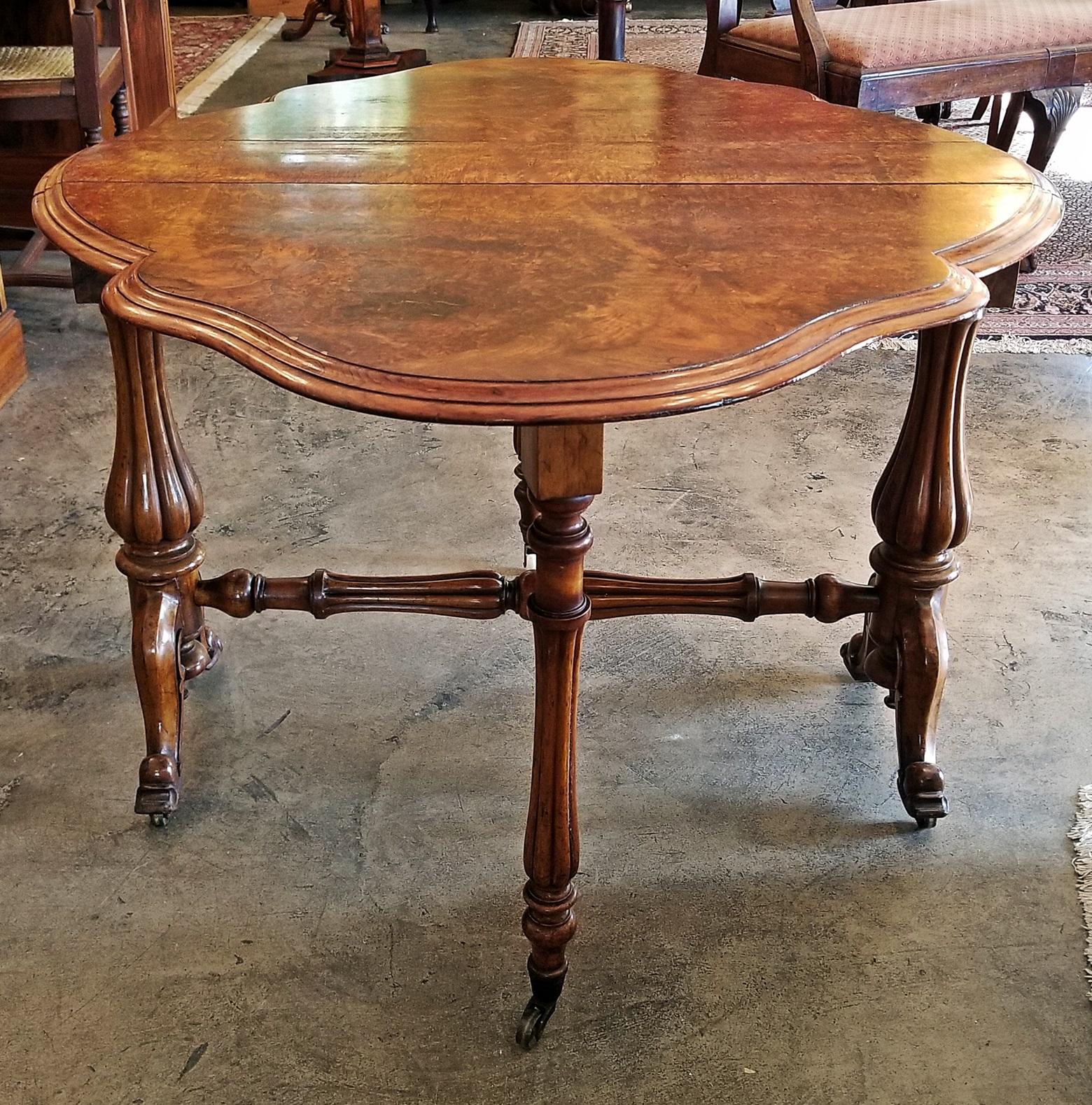 High Victorian 19th Century English Burl Walnut Sutherland Table For Sale