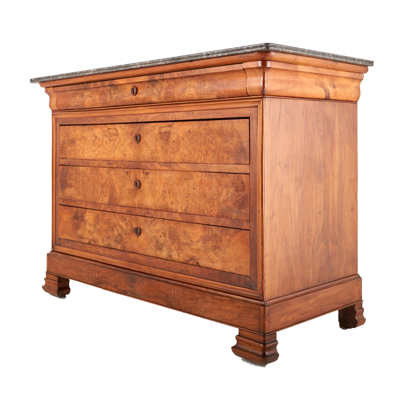 Mid-19th Century 19th Century French Burl Walnut Louis Philippe Commode