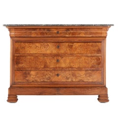 19th Century French Burl Walnut Louis Philippe Commode