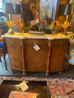 19th Century French Empire Burl Walnut Marble-Top Server