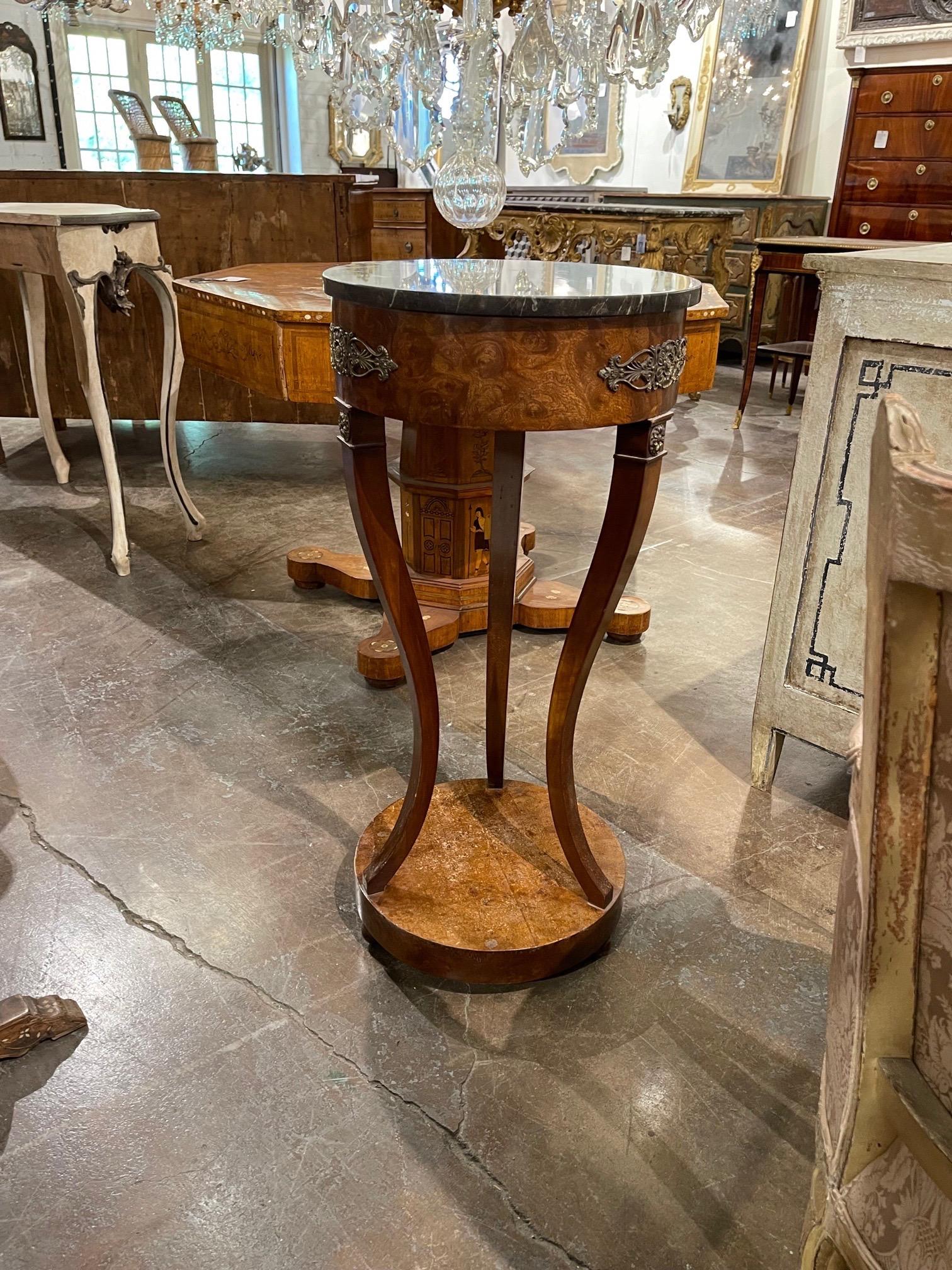 19th Century French Burl Walnut Pedestal with Marble Top For Sale 3