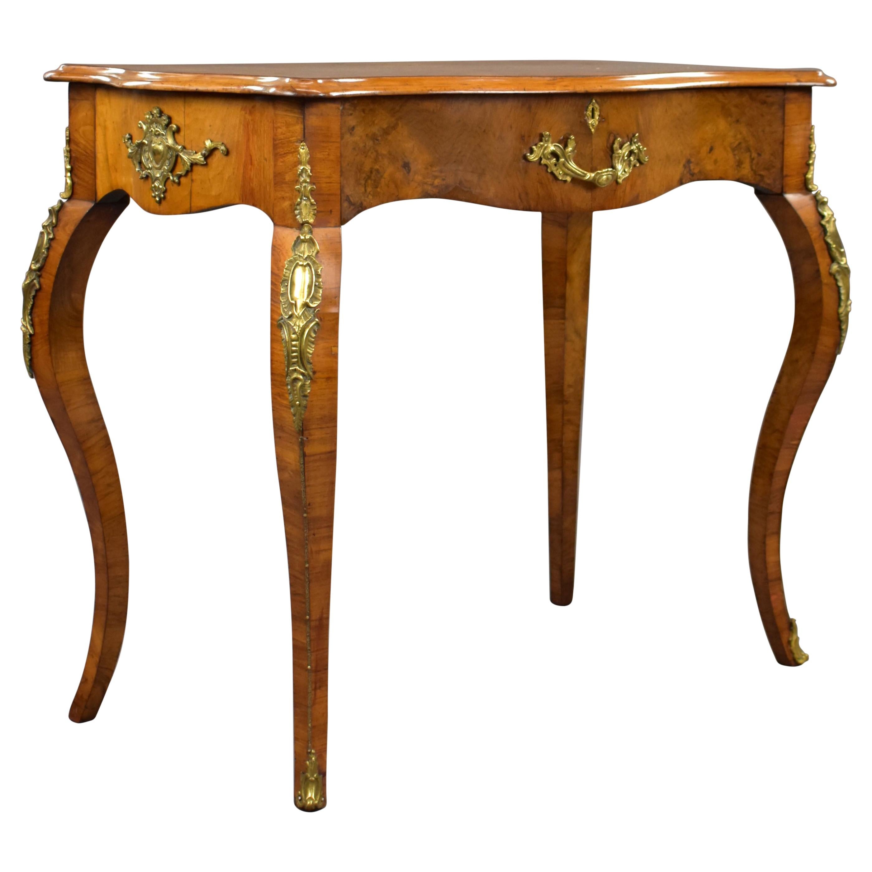 19th Century French Burl Walnut Writing Table For Sale