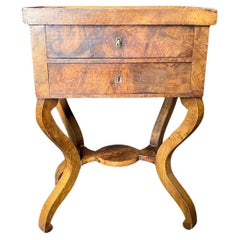 19th Century French Burled Walnut Tray Top Side Table or Nightstand