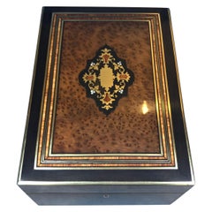 Antique 19th Century French Burr Cedar Jewelry Box