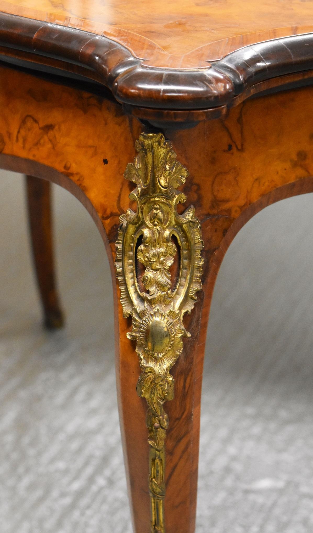 19th Century French Burr Walnut Card Table For Sale 2