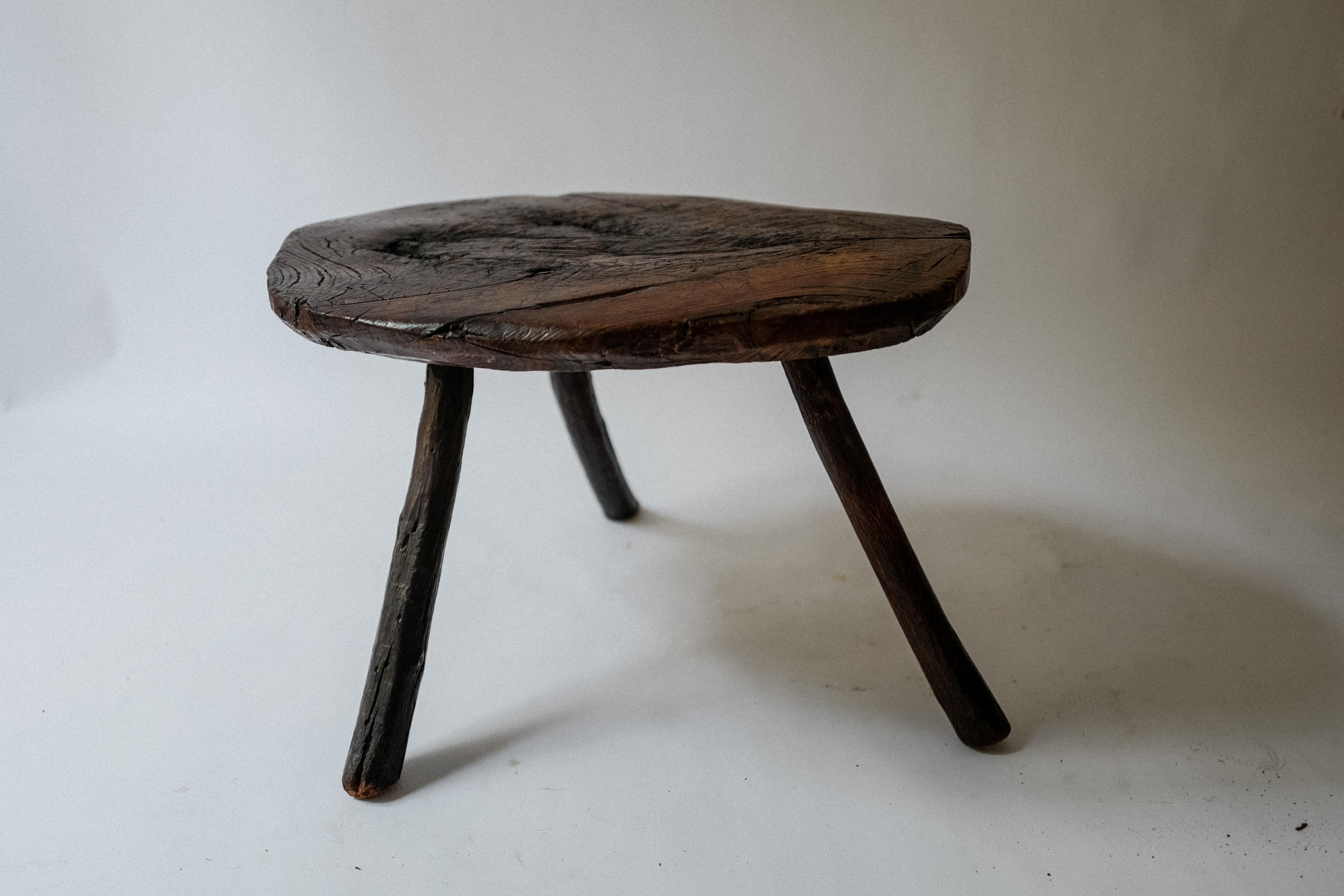 19th Century French Butcher block side table made of maple wood. Great to be used as a side table.