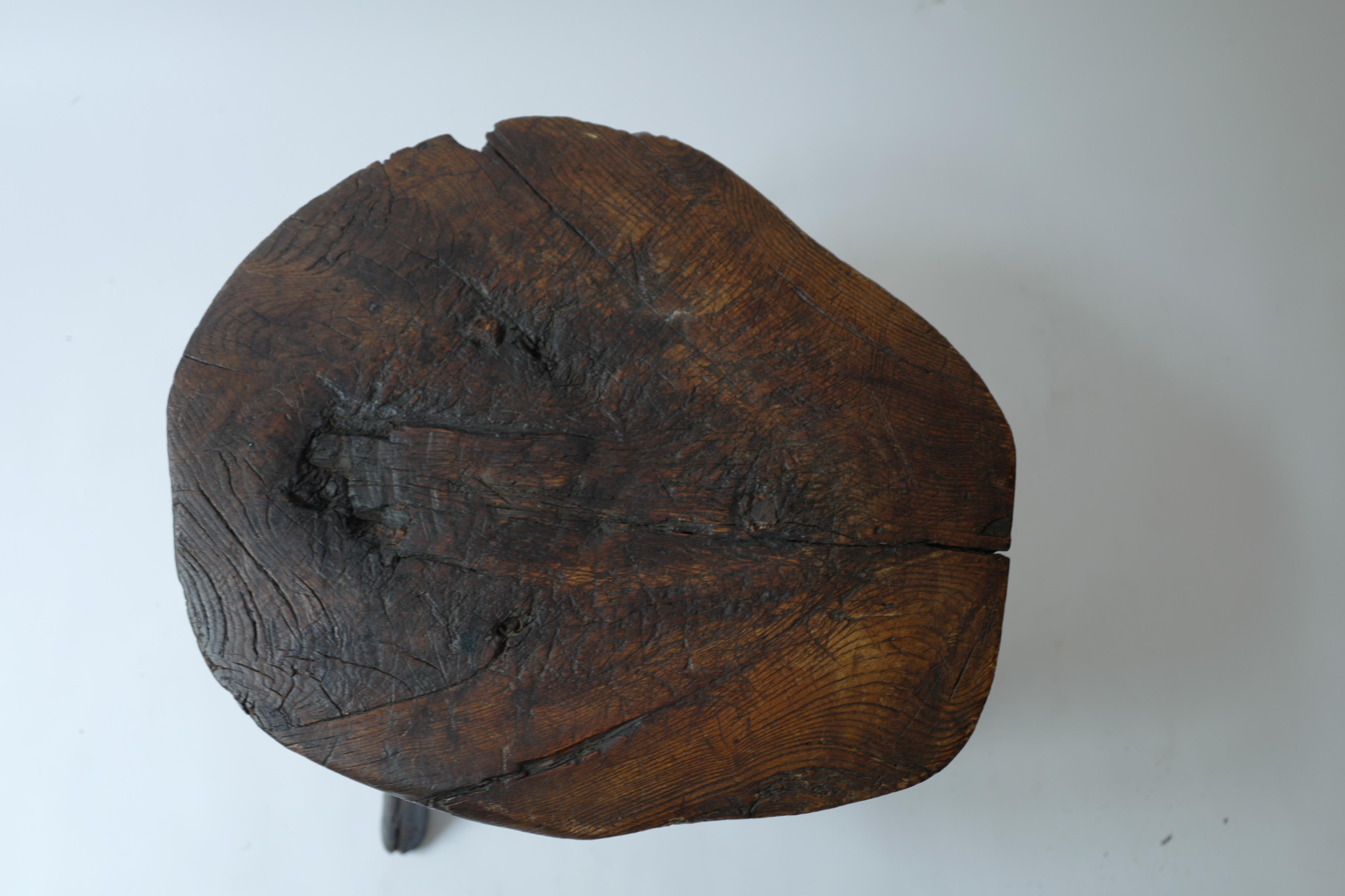 19th Century French Butcher Block Side Table 1