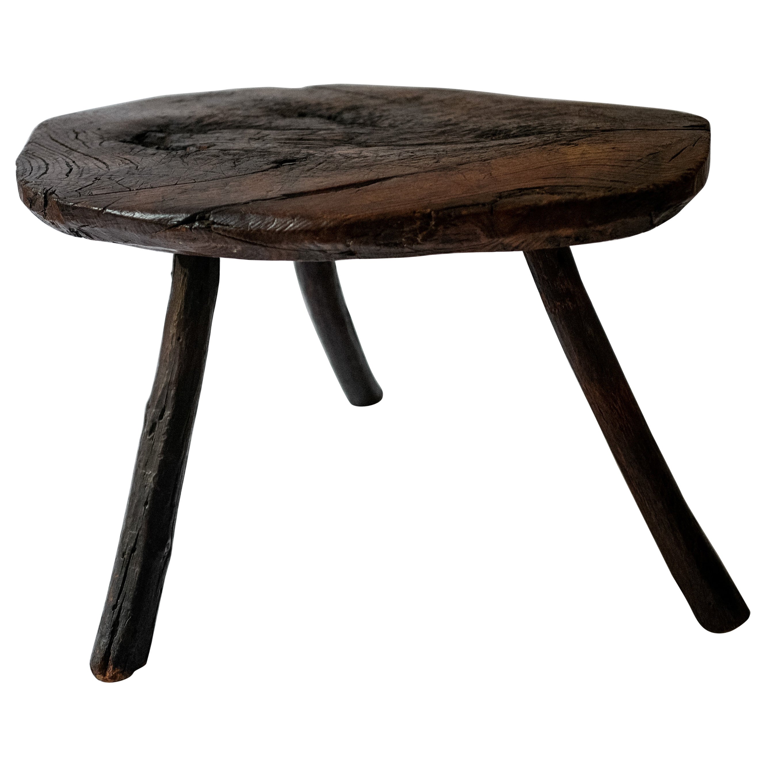 19th Century French Butcher Block Side Table