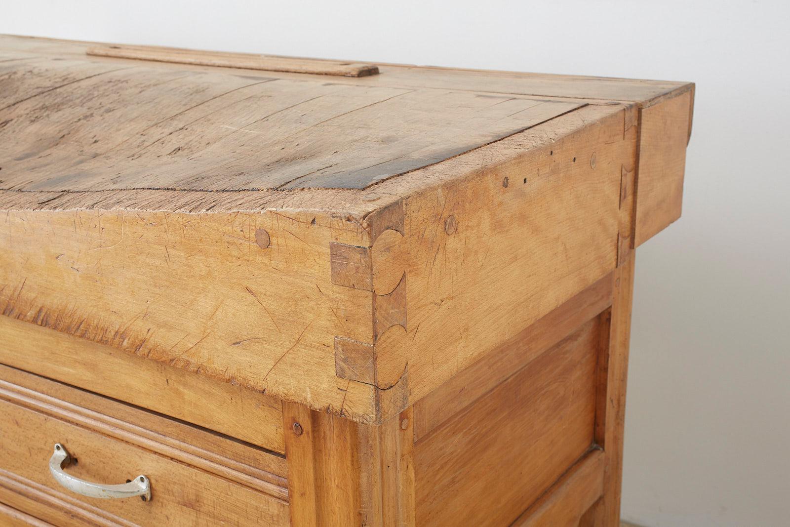 19th Century French Butcher Block Work Table 1
