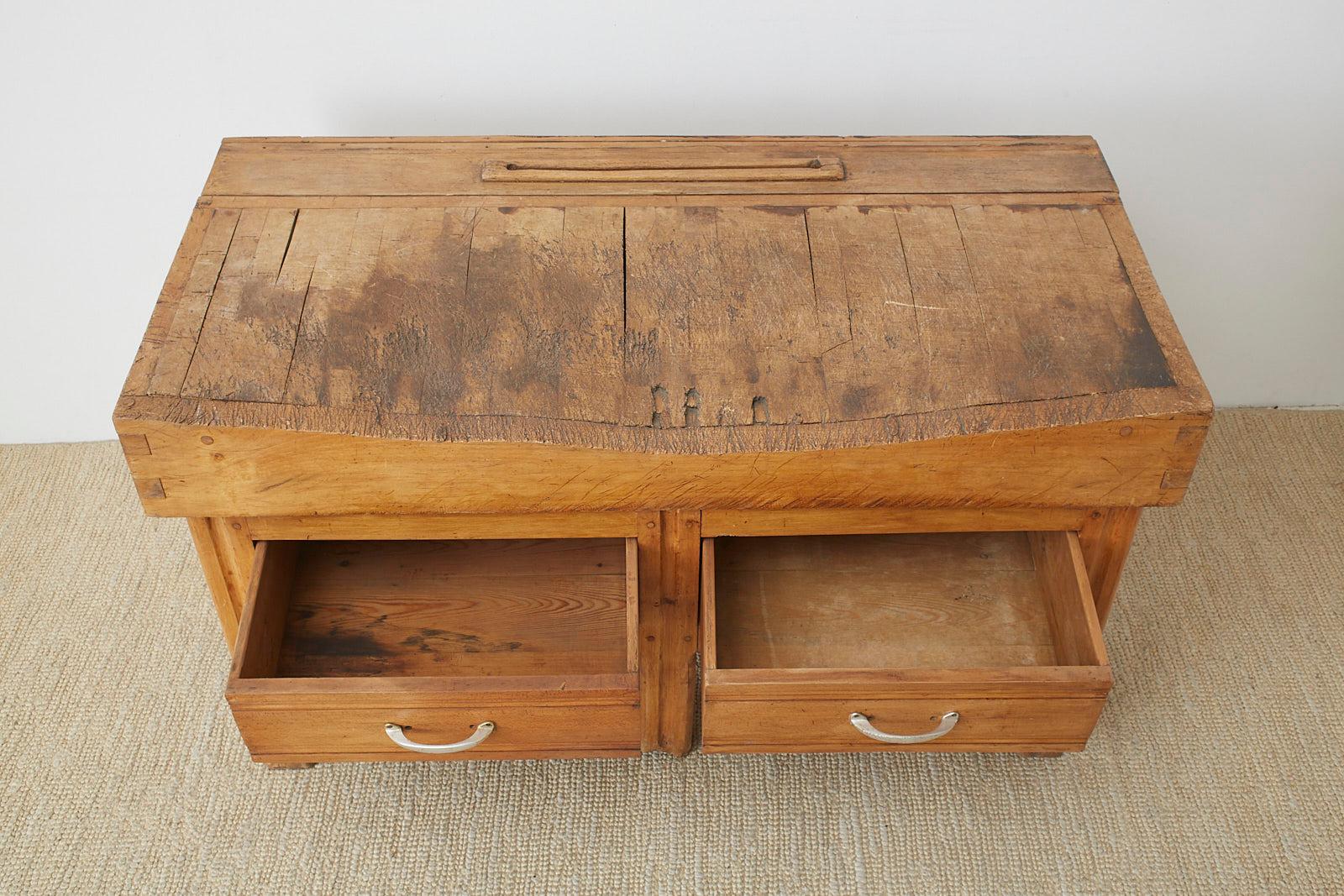 19th Century French Butcher Block Work Table 2