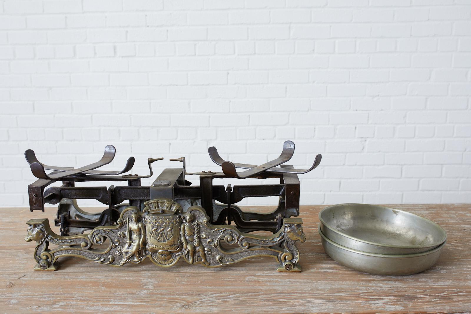 19th Century French Butcher Merchants Scale with Bowls 12