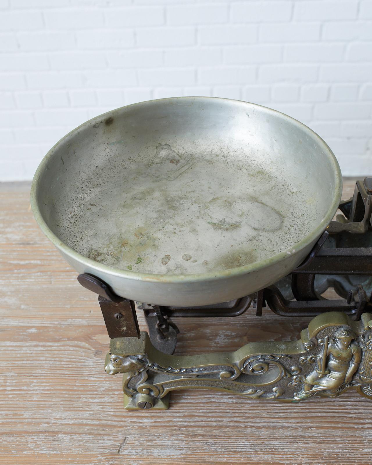 Rustic 19th Century French Butcher Merchants Scale with Bowls