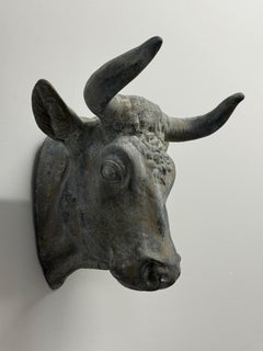 19th Century French Butchers Trade Sign Zinc Bulls Head