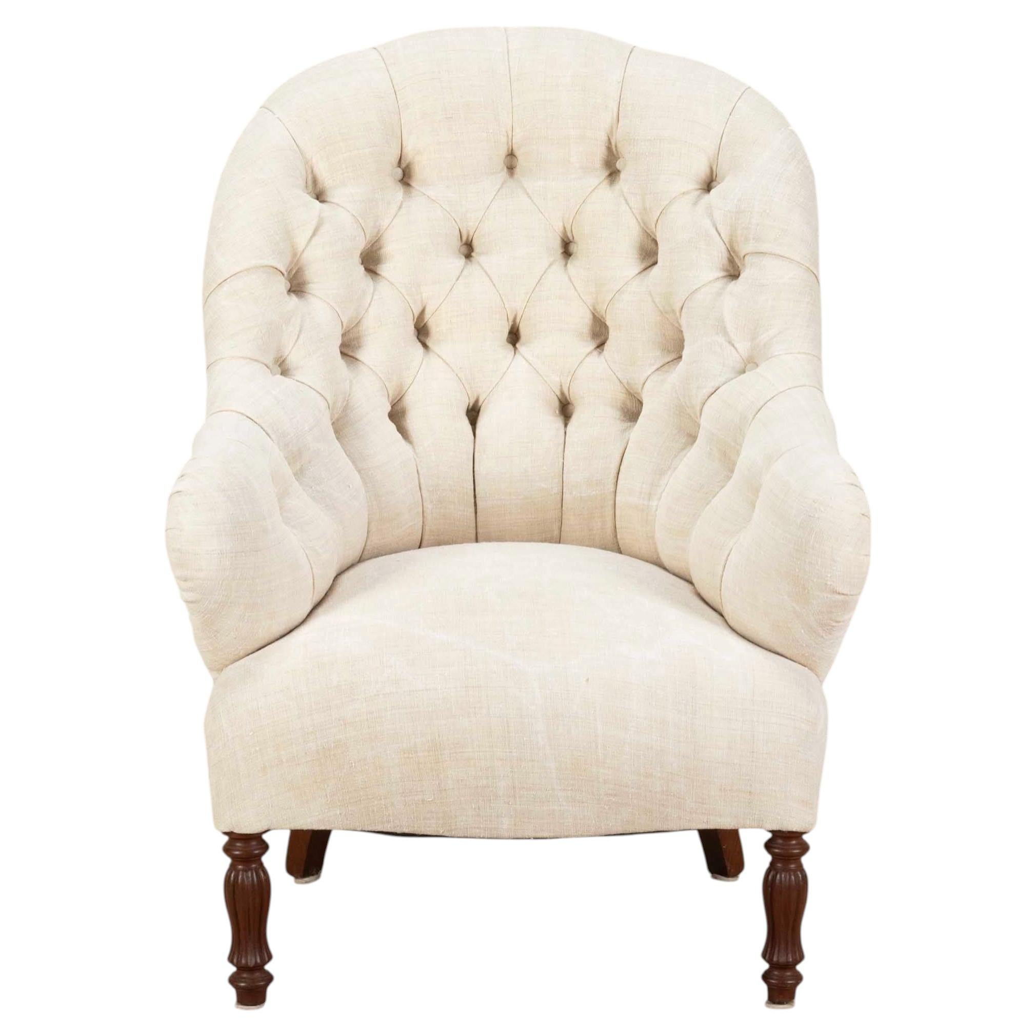 19th Century French Button Back Armchair