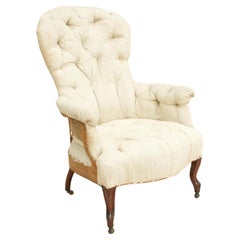19th Century French Buttoned Balloon Back Armchair