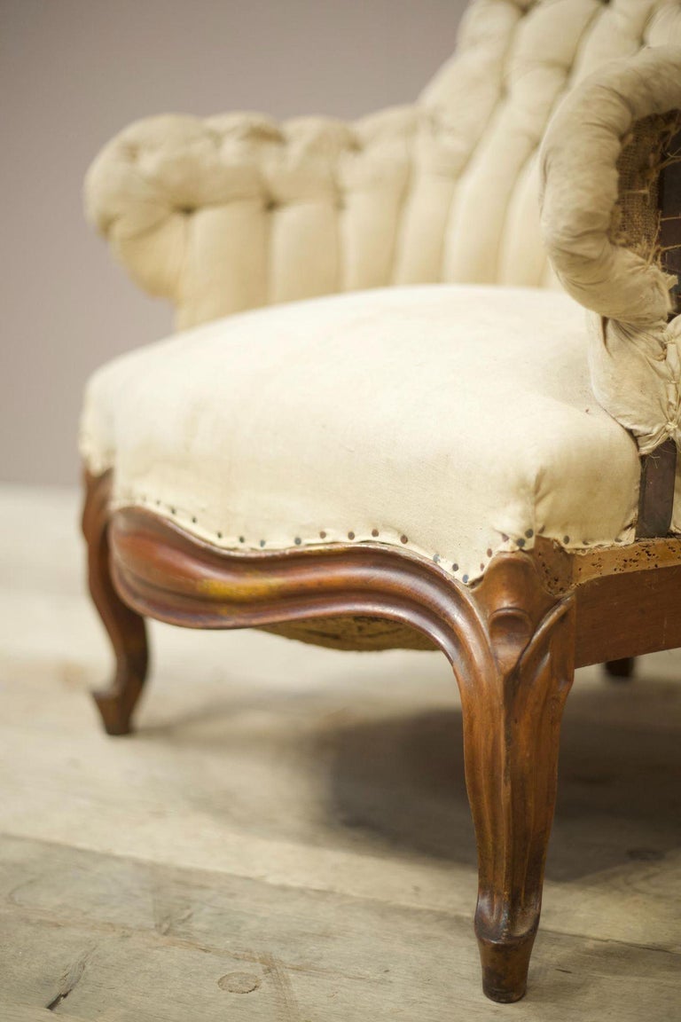 19th Century French Buttoned Iron Back Armchair For Sale at 1stDibs
