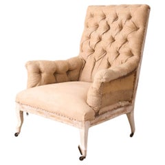 19th century French buttoned square back armchair