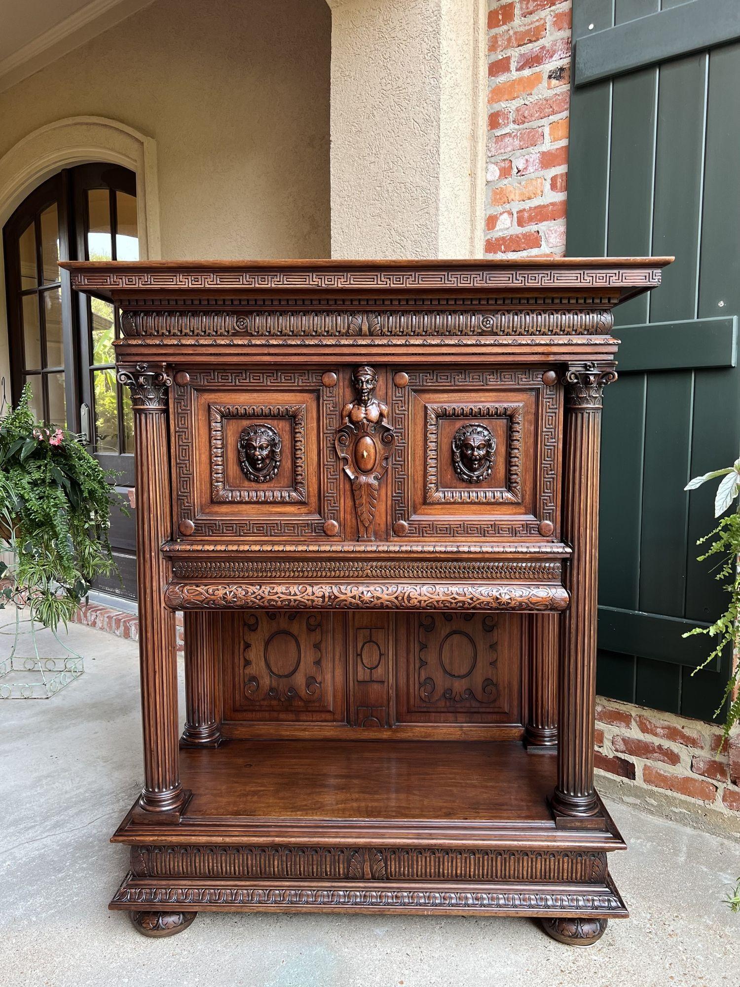 Antiker französischer Schrank Wein Likör Griechischer Schlüssel Nussbaum Regency Sideboard um 1890 im Angebot 6