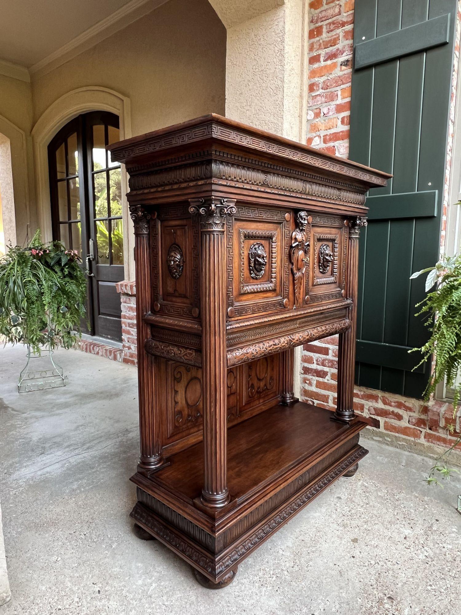 Antiker französischer Schrank Wein Likör Griechischer Schlüssel Nussbaum Regency Sideboard um 1890 (Französisch) im Angebot