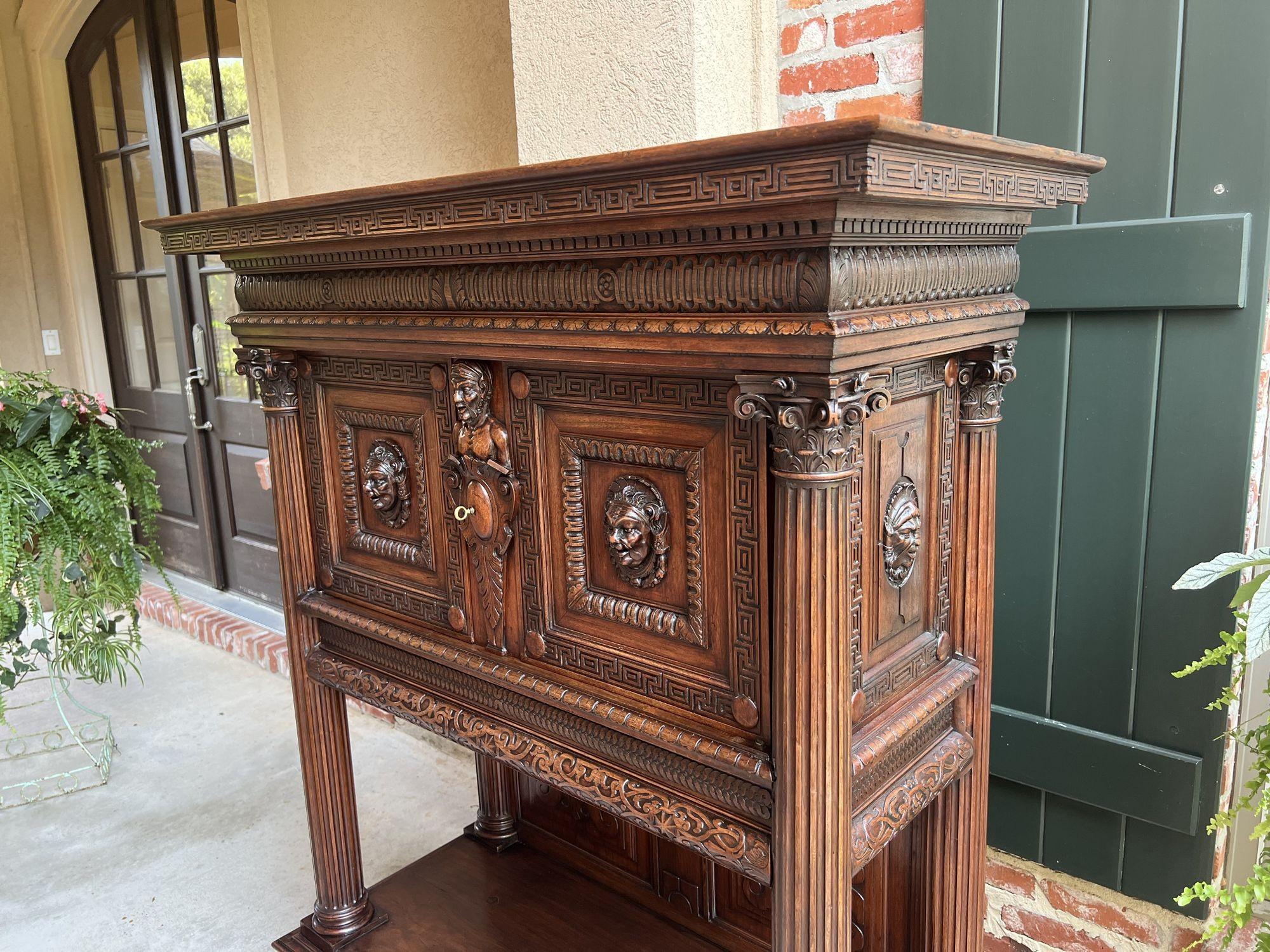 Antique French Cabinet Wine Liquor Greek Key Walnut Regency Sideboard c1890 For Sale 3