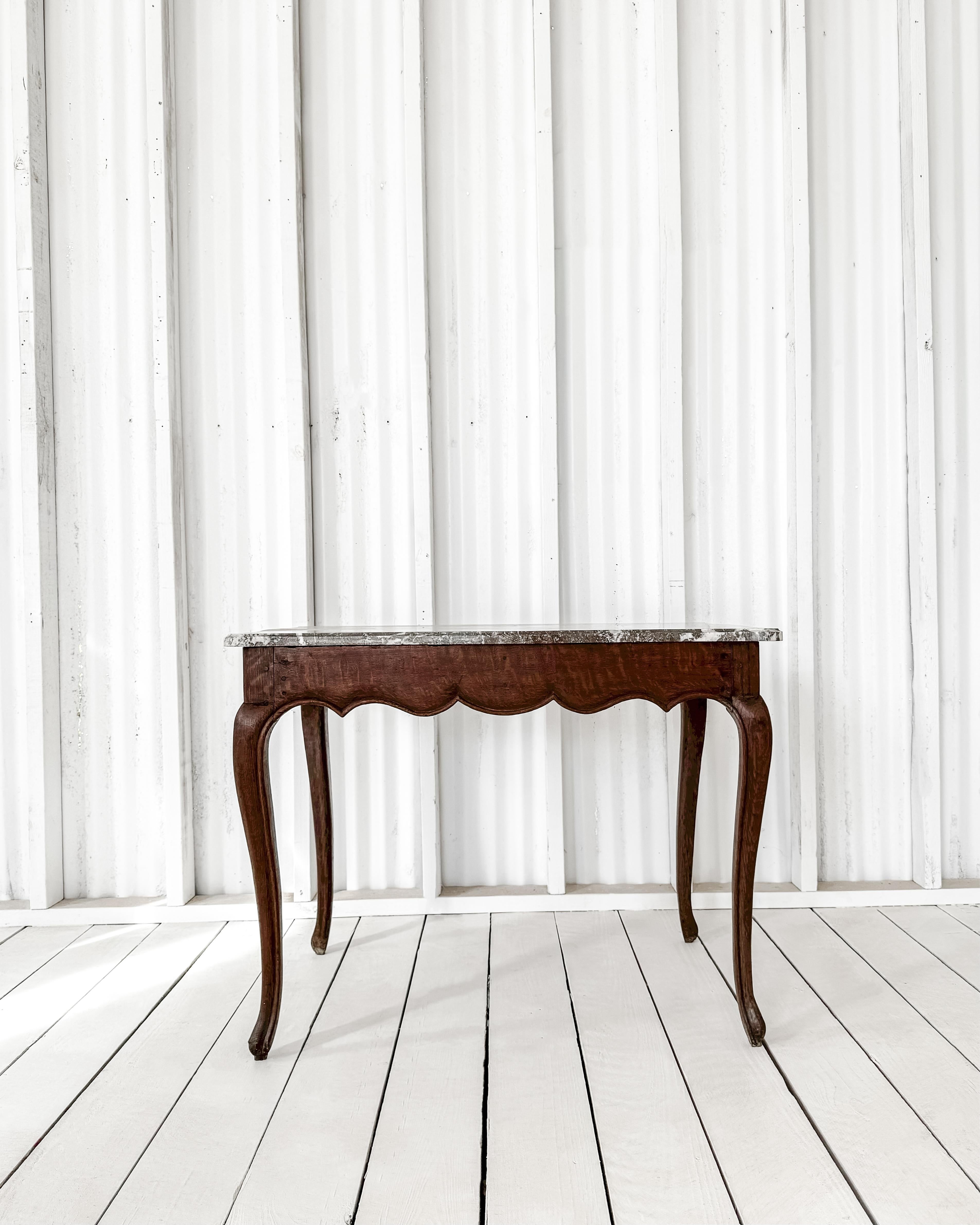 Louis XV 19th Century French Cabriole Leg Accent Table with Marble Top For Sale