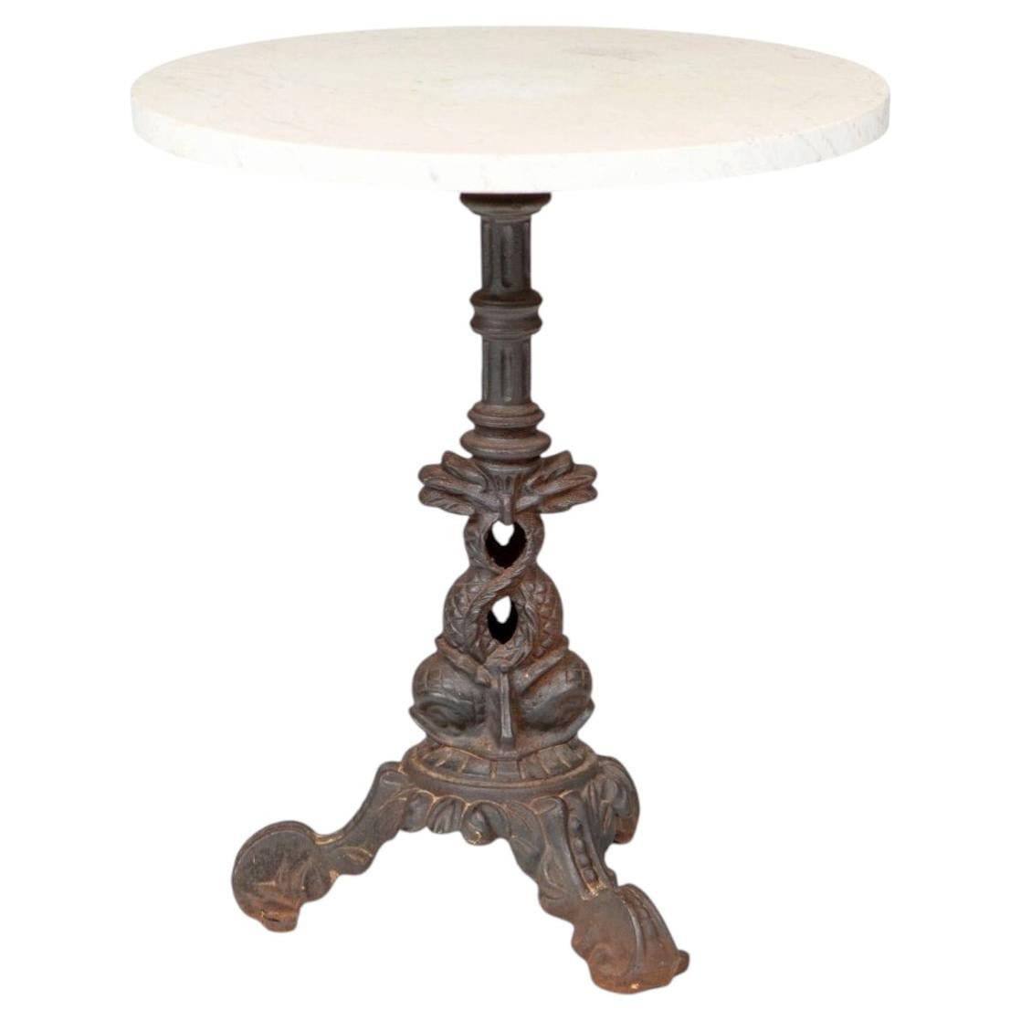 19th Century French Café Table with Marble Top and Cast Iron Base, circa 1880