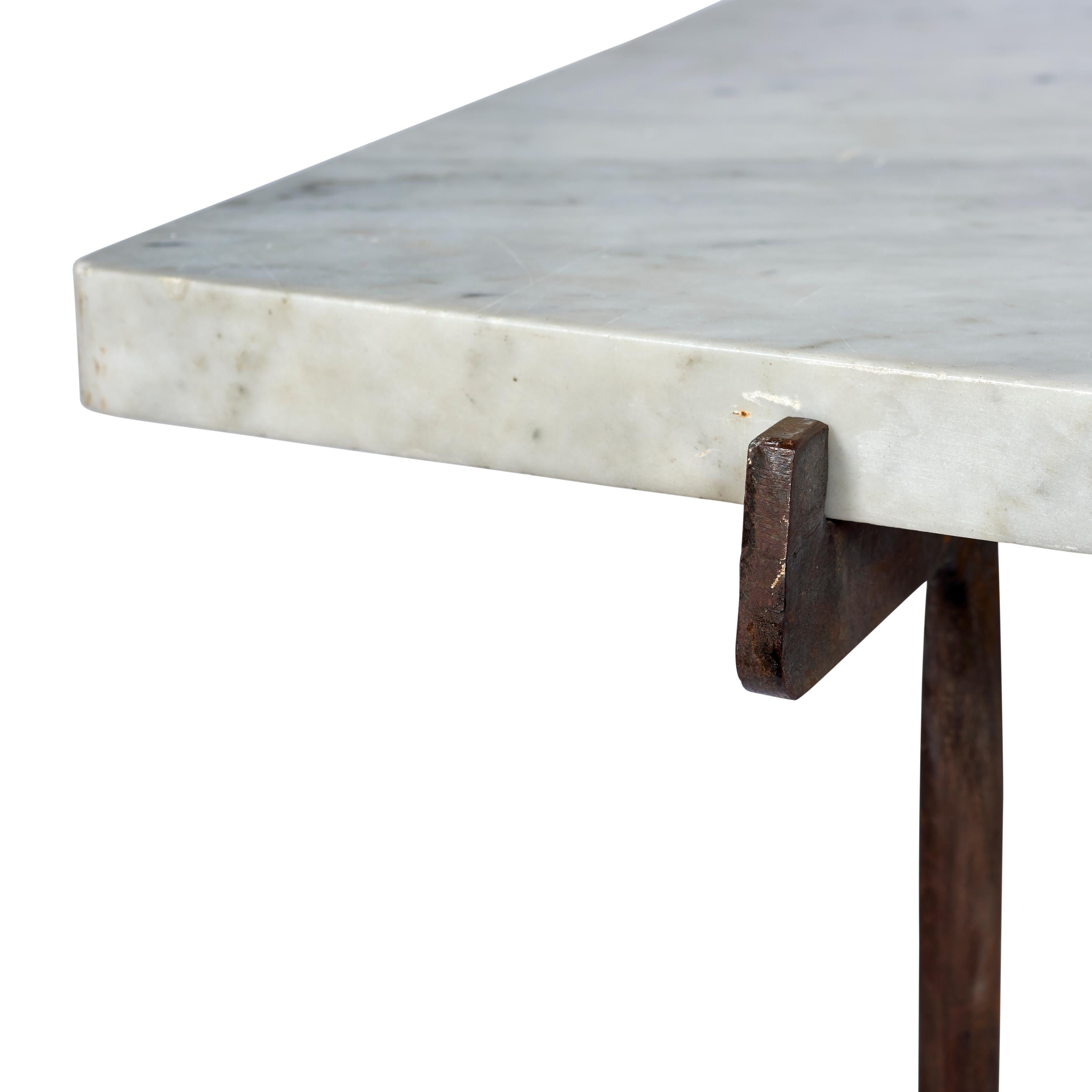 Iron 19th Century French Campaign Marble Table