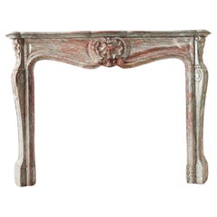 19th century French Campan Rose Vert Marble Pied Galbé Mantelpiece