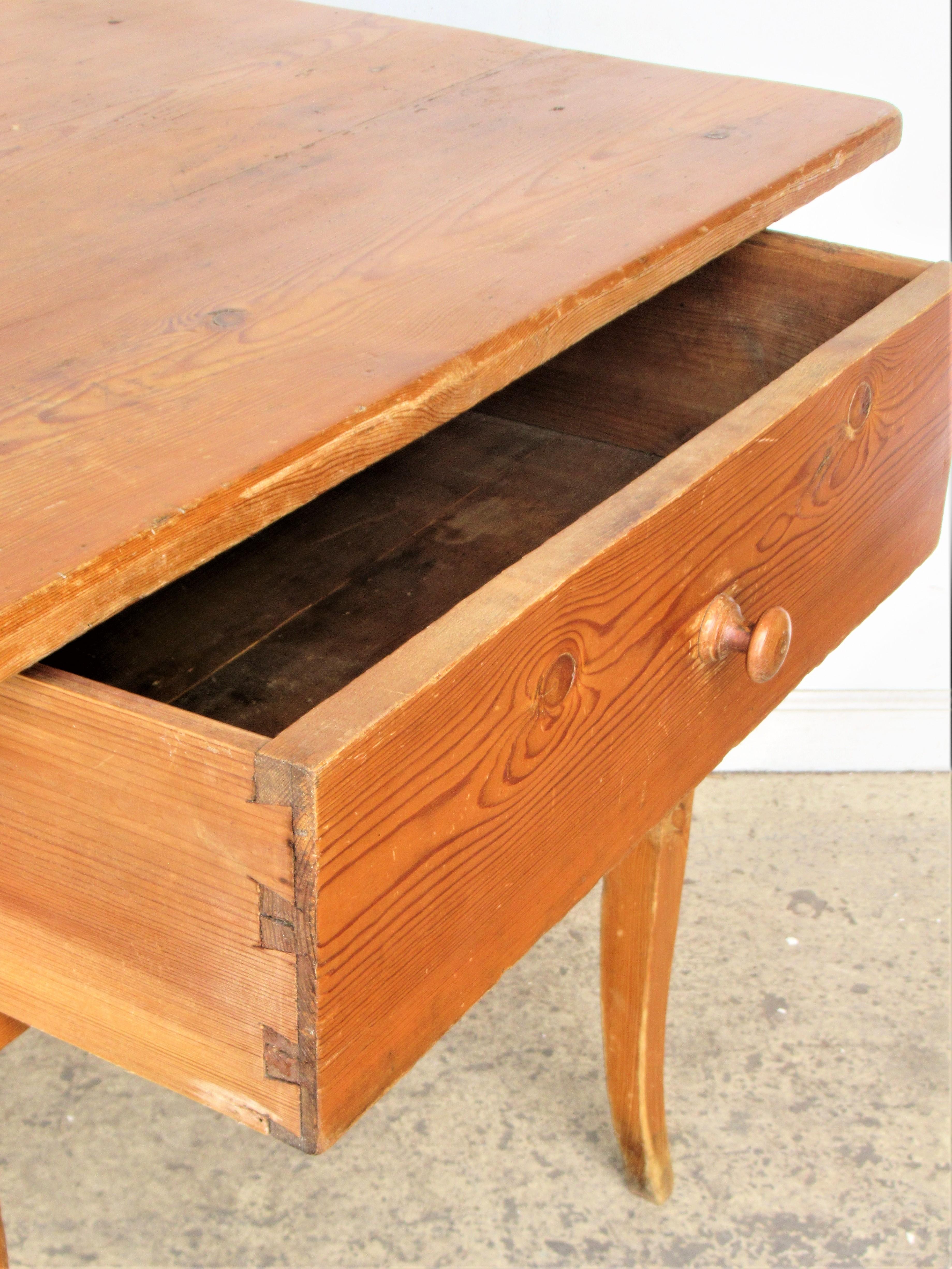 Joinery  Antique 19th Century French Canadian Pine Work Table For Sale