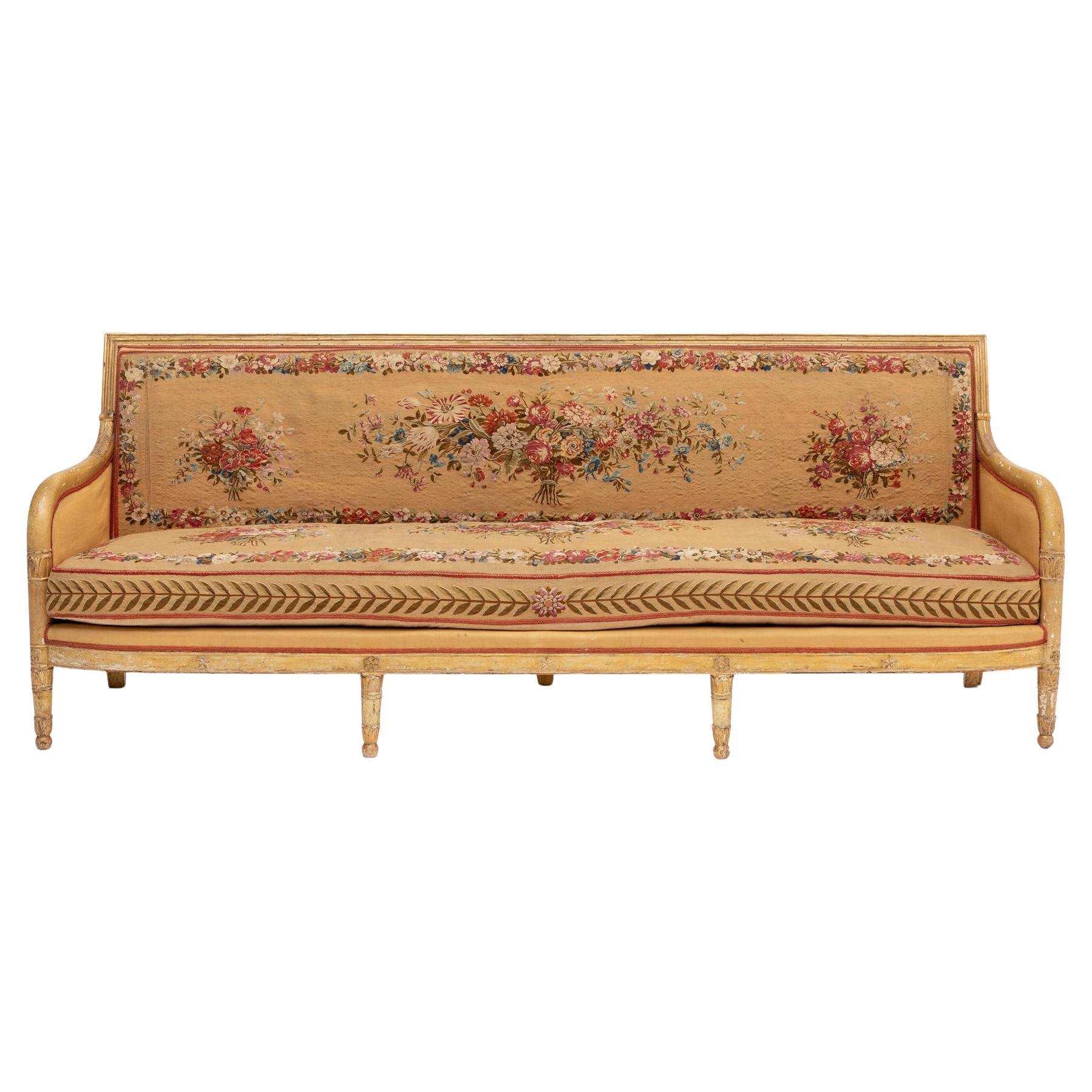 19th Century French Canapé in Carved and Painted Wood