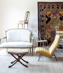 Canapè francese del XIX secolo con pittura e doratura originali