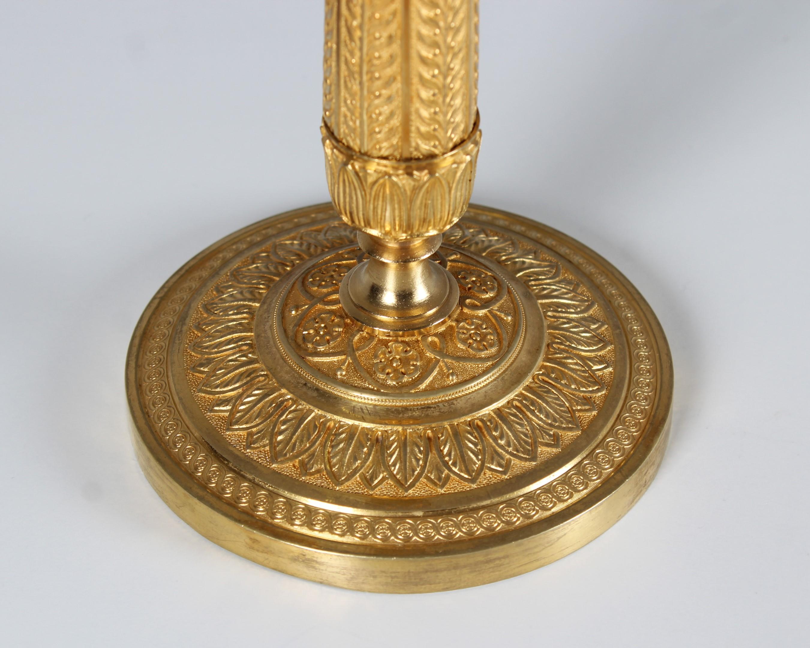 Charles X 19th Century French Candlestick, Bronze Doré For Sale