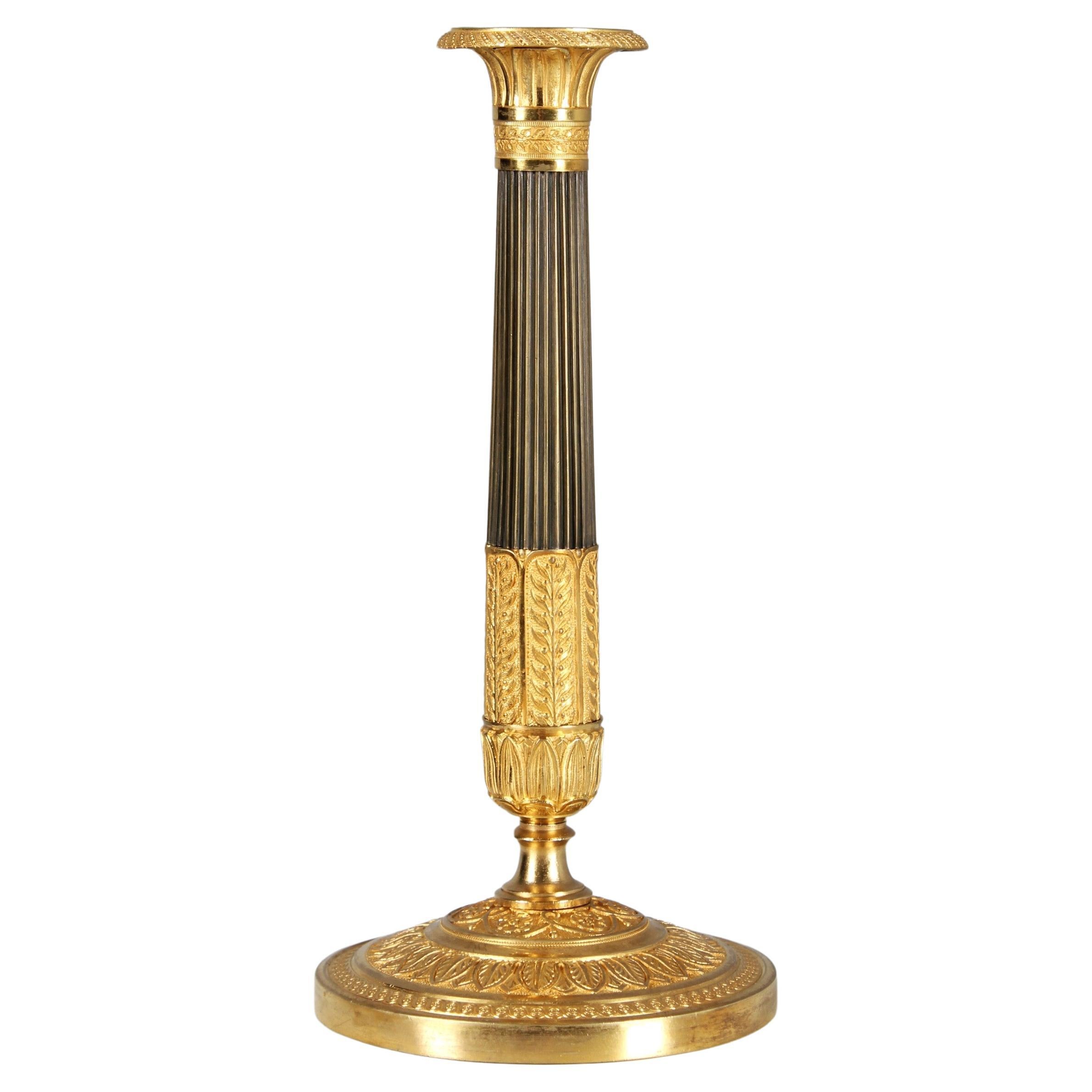 19th Century French Candlestick, Bronze Doré For Sale