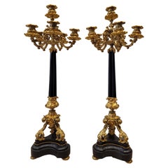 Antique  19TH century French Candlesticks, Ormolu, marble, a pair