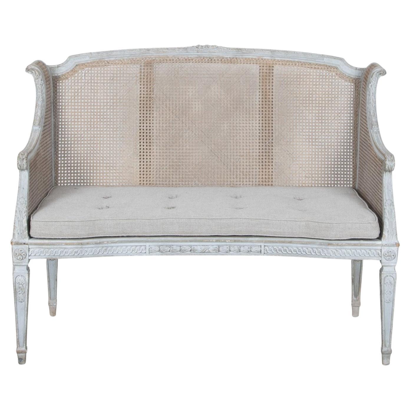 19th Century French Cane Back Canape For Sale