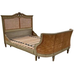 19th Century French Cane Bergère Bed Louis XVI